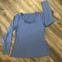 L.L. Bean Womens Long Sleeve Scoop Neck Tee Top Blue Periwinkle Stretch Size L - £13.83 GBP