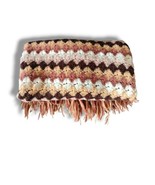 Vintage Handmade Afghan Blanket Crochet Throw Brown Beige Neutral Earthy... - £30.68 GBP