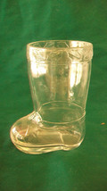 CLEAR GLASS CHRISTMAS BOOT WITH HOLLY AND BOWS - $30.00