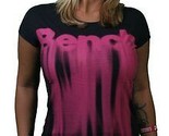 Bench UK Morph Camiseta Azul Marino con Rosa Fusión Logo Gráfico Manga C... - $14.95+