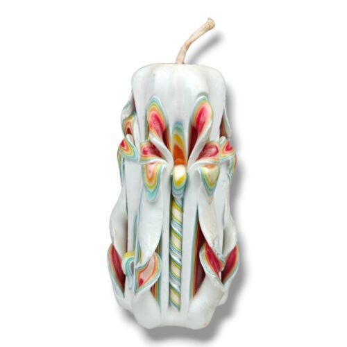 Jasco Rainbow Fountain Candle Hand Dipped Carved Korea 5 Inch NEW UNLIT  - $14.95