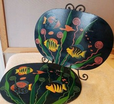 2 Oval Wood Placemats Place Mats Tropical Fish St. Martins Island - £12.50 GBP