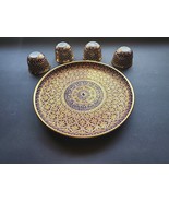 Thai Thailand Handpainted Benjarong Gold Demitssse Tea Cups &amp; Tray - $4,594.46 MXN