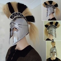 Medieval Knight Wearable Greek Corinthian Helmet Free Leather Liner with Plume - £115.58 GBP