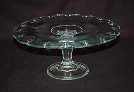 Old Vintage Indiana Glass Pedestal Cup Cake Plate w Teardrop Scalloped Edge MCM - £23.45 GBP