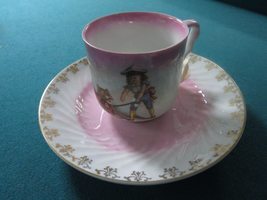 Compatible with Antique German Child&#39;s Cup and Saucer, Pink and Touches of Gold  - £82.37 GBP