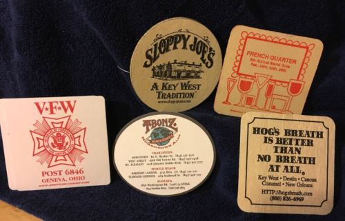 Assorted Pressboard Restaurant Coasters - $2.99