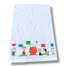 Peanuts Snoopy Charlie Brown Twin Flat Sheet Stevens Utica Vintage USA 1... - $15.95