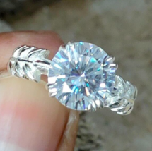 Designer 3.00Ct Round Cut Diamond Engagement Ring Solid 14k White Gold Size 9.5 - £192.69 GBP