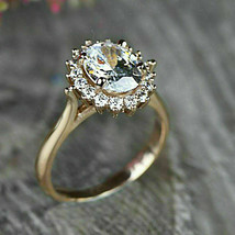 14k Yellow Gold Over In 2.50 Ct Oval Cut Diamond Halo Engagement Wedding Ring - £94.21 GBP