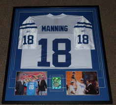 Peyton Manning Signed Framed 33x37 Jersey &amp; Photo Display EDGE Colts - £1,006.22 GBP