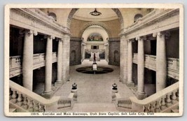 Salt Lake City Utah Corridor And Main Stairways State Capitol Postcard M23 - £3.15 GBP