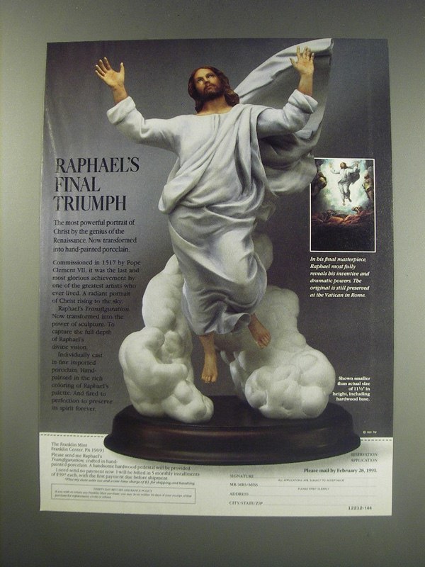 Primary image for 1991 The Franklin Mint Ad - Raphael's Transfiguration