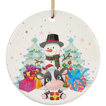 Cute Cow And Snowman Winter Ornament Christmas Gift Decor For Animal Lover - £11.78 GBP