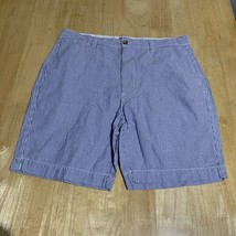 Chaps Shorts Mens 34 Seersucker Flat Front 100% Cotton Blue White Stripe... - $17.70