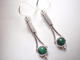 Coiled Malachite 925 Sterling Silver Dangle Earrings - £10.08 GBP