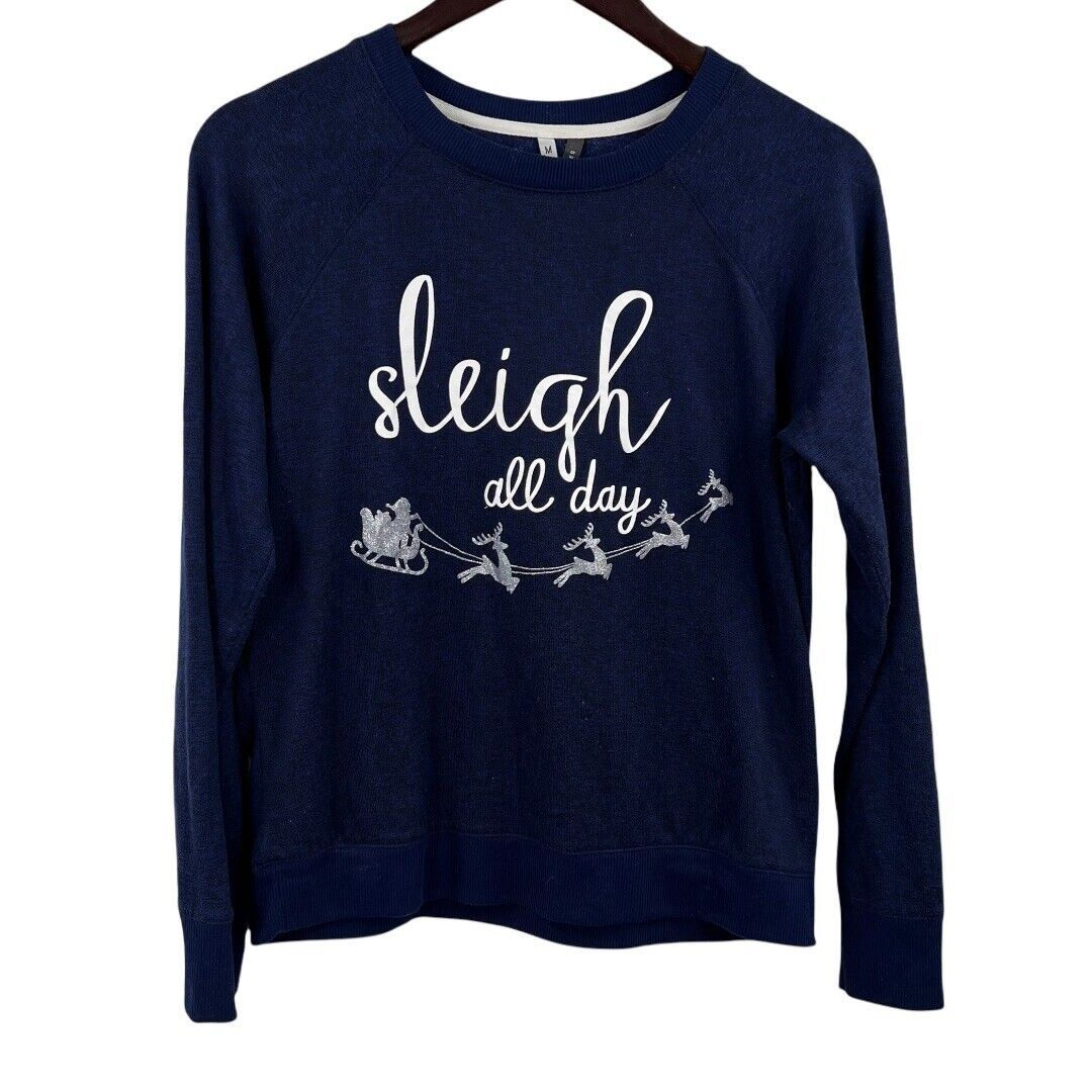 Primary image for Jaclyn Intimates Blue Sleigh All Day Lounge Sleep Top Medium