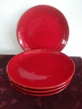 Set of 4 Pottery Barn Rustic Red Dinner Plates, 10-5/8&quot; - £44.17 GBP