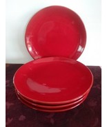 Set of 4 Pottery Barn Rustic Red Dinner Plates, 10-5/8" - $55.43