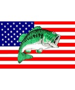 USA BASS FISH 3X5 FLAG 3 X 5  NEW FL691 wall hanging AMERICAN fishing ba... - $9.02 CAD