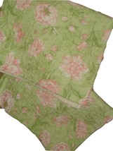 Laura Ashley 2 Cadence Quilted Pillow Shams Green Pink White Floral Cotton - £11.99 GBP