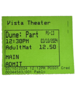 DUNE: Part Two Vista Quentin Tarantino Theater Used Movie Ticket March 2024 - £7.73 GBP