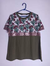 Southern Stitch Cactus Print Western Green Blouse Women&#39;s Size M - $174.82 MXN