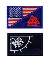 USA Flag Valknut Viking Valhalla Odin Raven Hook Patch (Bundle-BLU DRK Navy) - £8.77 GBP