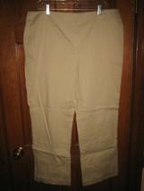 Apostrophe Woman Khaki Beige Embossed Striped Cotton Blend Pants - Size 18W - £13.63 GBP