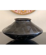 Vintage Mata Ortiz Blackware Textured Pottery Bowl by Eusebio Sandoval - £310.83 GBP