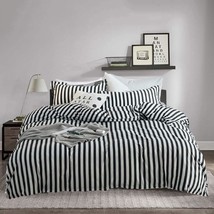 Black And White Comforter King Black Striped Bedding Set Women Men Modern Vertic - £87.92 GBP