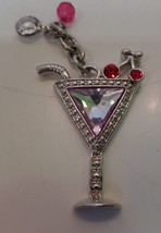 Silvertone Martini Glass Charm Unbranded apx 3.50&quot; W X 1.5 &quot; Darling Piece - £9.38 GBP