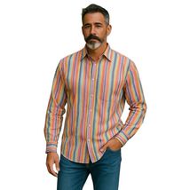 Brooklyn Xpress Men's Long Sleeve Shirt 2XL Striped Polyester &amp; Cotton - $10.35