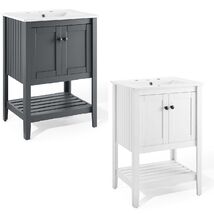 Modern 24" Bathroom Sink Vanity Gray or White Slat Design Cottage Style - $299.96