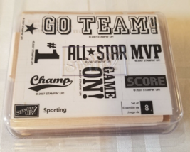 2007 Stampin Up SPORT 8pc RUBBER INK STAMP SET MVP Go Team SCORE Game On #1 - £11.70 GBP