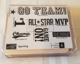 2007 Stampin Up Sport 8pc Rubber Ink Stamp Set Mvp Go Team Score Game On #1 - $14.85