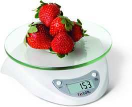 Taylor Digital Kitchen Scale with Glass Platform, Tare Button, and Plastic Body - £16.78 GBP