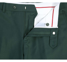 Men Flat Front Suit Separate Pants Slim Fit Soft light Weight Slacks 201-9 Green image 2