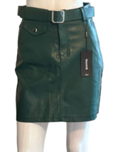 Women’s Faux Leather Mini Skirt Green Size Medium Vegan Venti6 New with Tag - £14.94 GBP