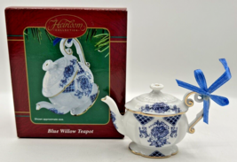 Vintage Carlton Cards Blue Willow Teapot Ornament U47 - $14.99