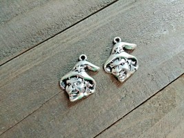 Witch Charms Antiqued Silver Halloween Pendants Wizard of Oz Wicked Horror 2pcs - £2.12 GBP