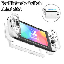 For Nintendo Switch Oled 2021 Protective Clear Hard Case Thumb Grip Cover Shell - £15.84 GBP