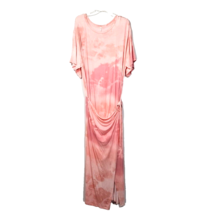 Free People Alyssa Maxi Wrap Dress Size L Tie Dye Pink White D Ring Long Slit - £42.15 GBP