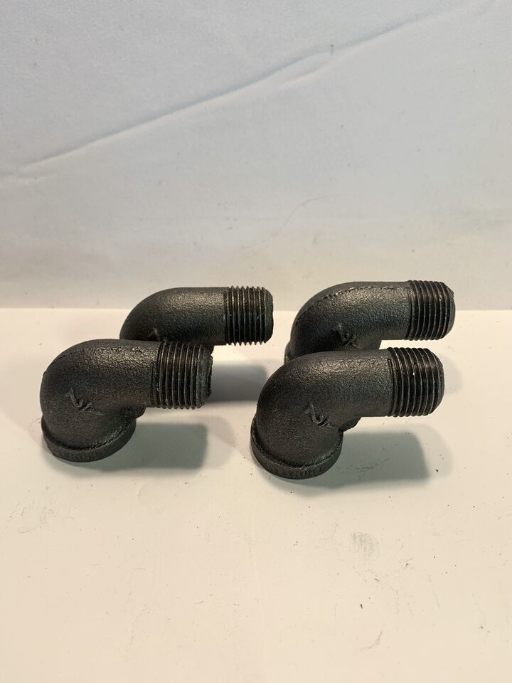 Lot Of 4 Malleable Iron 90 Degree 1/2” FPT x 1/2” MPT Street Elbow Black - $21.75