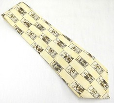 Tommy Bahama Mens Neck Tie Yellow with Vintage Golfers Silk Exc Made in USA - £5.23 GBP