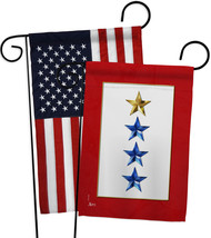 Gold &amp; Three Blue Stars Garden Flags Pack Military Service 13 X18.5 Double-Sided - £23.28 GBP