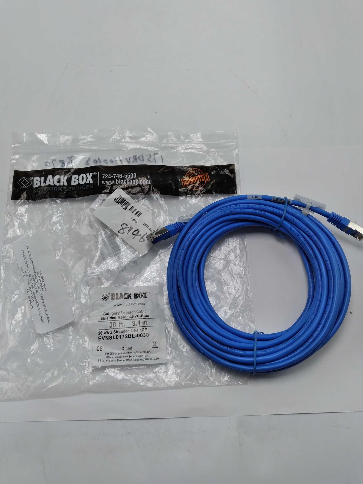 NEW BLACK BOX EVNSL0172BL-0030 CAT 5E PATCH CABLE 30 FT  - $5.50