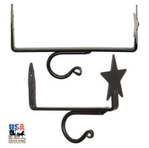 Curtain Rod &amp; Shelf Bracket Set - Hand Forged Wrought Iron With Country Star - £21.55 GBP+