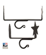 CURTAIN ROD &amp; SHELF BRACKET SET - Hand Forged Wrought Iron with Country ... - £21.67 GBP+