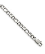 Chisel Stainless Steel Polished 9 inch Figaro Bracelet - £29.17 GBP